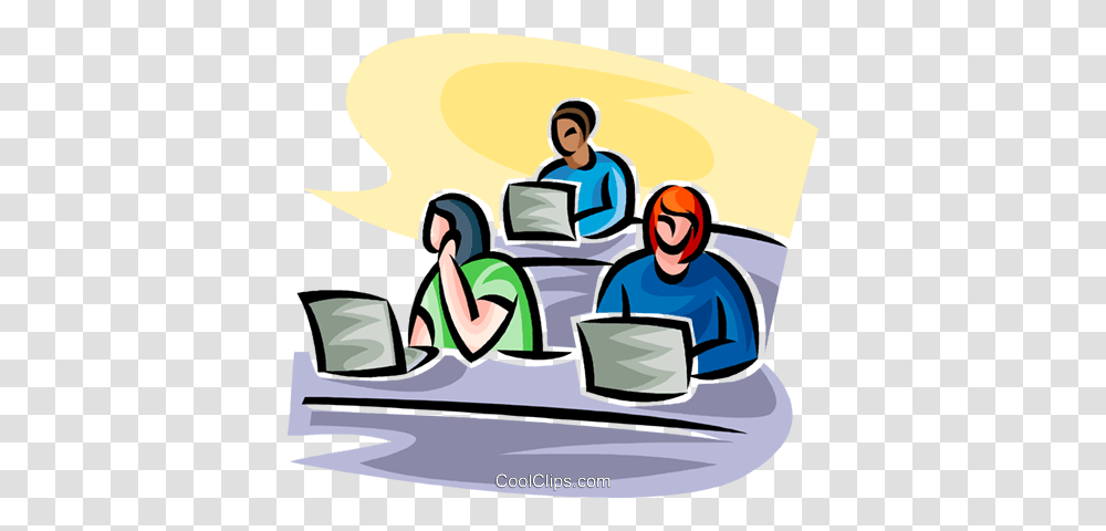 Students Working On A Laptop Royalty Free Vector Clip Art, Person, Sitting, Transportation, Vehicle Transparent Png