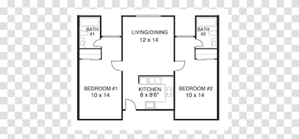 Studio 1 Bathroom Apartment For Rent At Central Perk Two Bedroom Two Bathroom House Floor Plan, Diagram, Plot Transparent Png