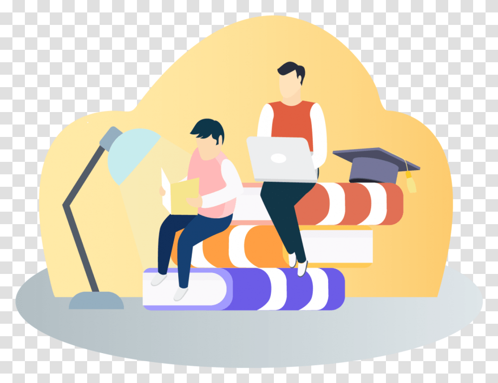 Study Vector By Swati Goyal People Studying Vector, Person, Sitting, Leisure Activities, Pants Transparent Png