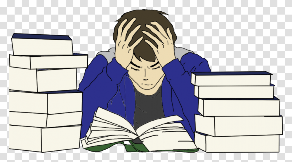 Study Vector Stressed Student Stressed Student Clipart, Reading, Person, Human, Word Transparent Png
