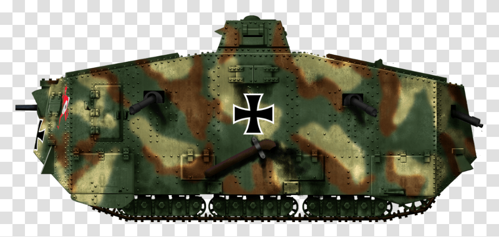 Sturmpanzerwagen A7v Ww1 German Tank, Army, Vehicle, Armored, Military Uniform Transparent Png