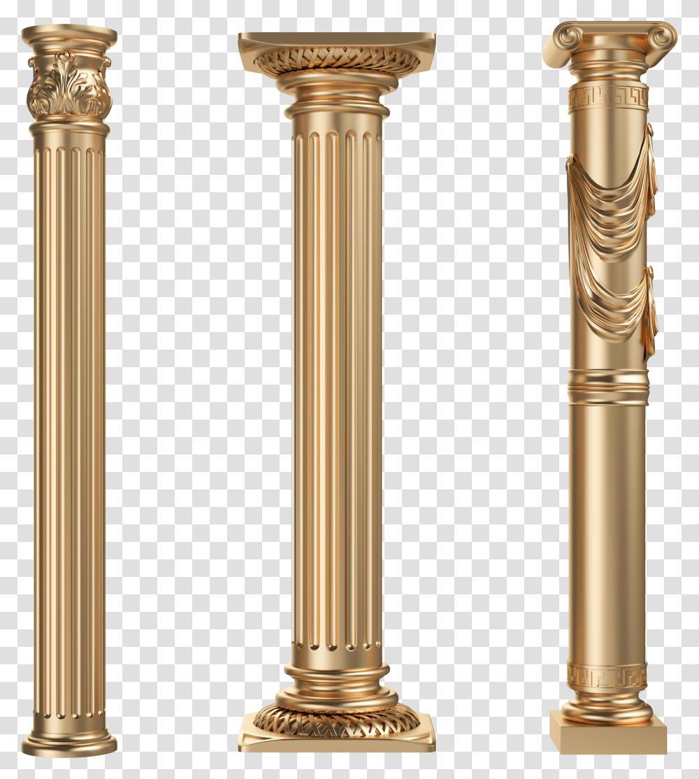 Style Gold Column Pole Roman Retro European Clipart Gold Column Transparent Png