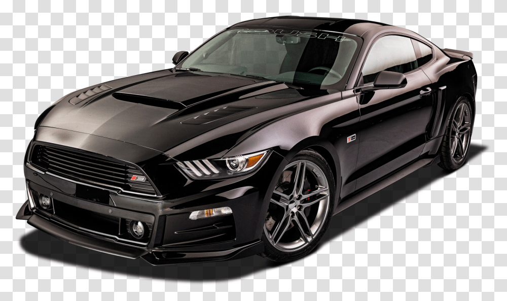 Stylish Black Ford Roush Rs Mustang Car, Sports Car, Vehicle, Transportation, Automobile Transparent Png