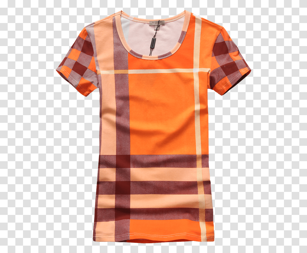 Stylish Burberry Women's Round Collar T Shirt Orange Cotton, Apparel, T-Shirt, Jersey Transparent Png