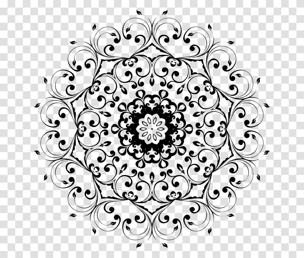 Stylish Floral Design Circle Floral Pattern, Gray, World Of Warcraft Transparent Png