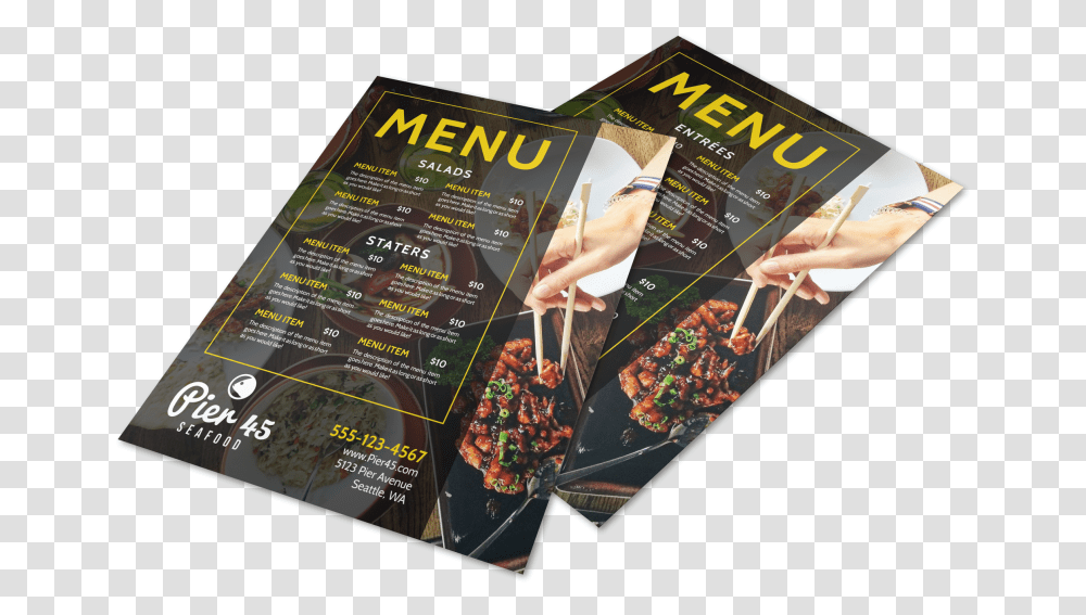 Stylish Restaurant Menu Template Preview Flyer, Poster, Advertisement, Paper, Brochure Transparent Png