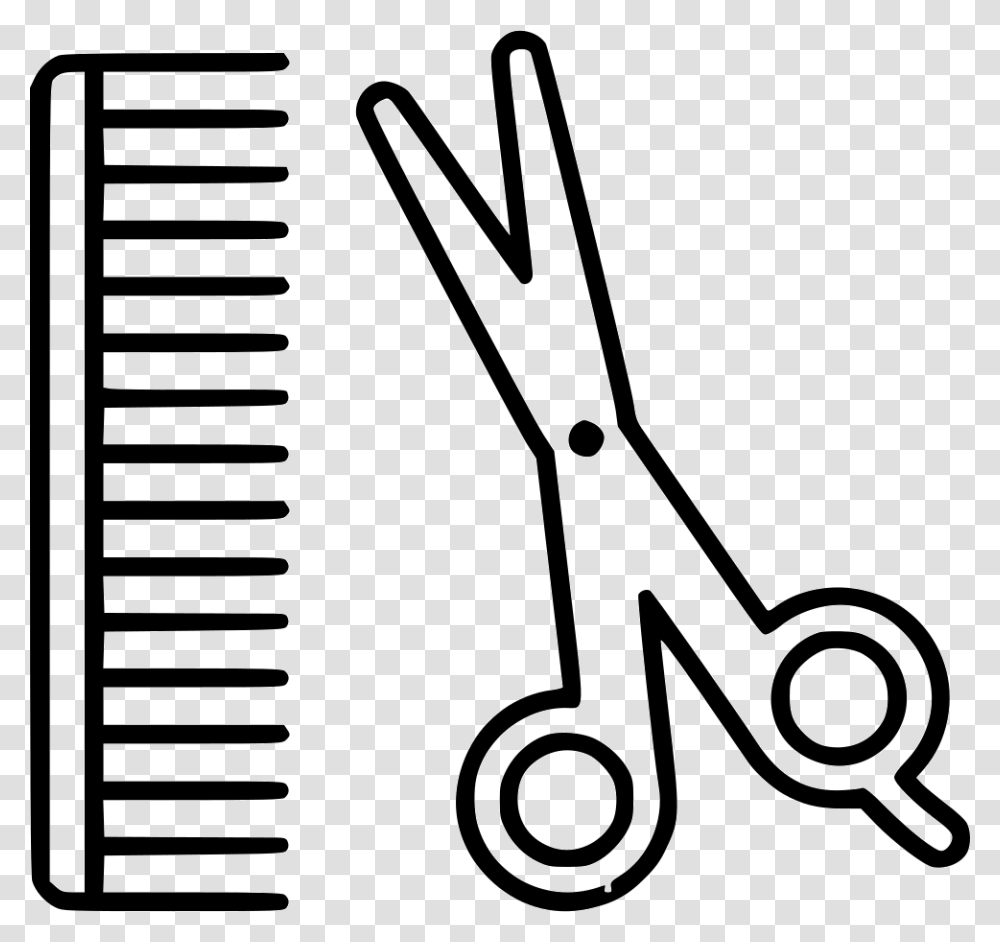 Stylist Comb Scissors Hairstyle Hair Hairdresser Haircut Icon, Weapon, Weaponry, Blade, Shovel Transparent Png