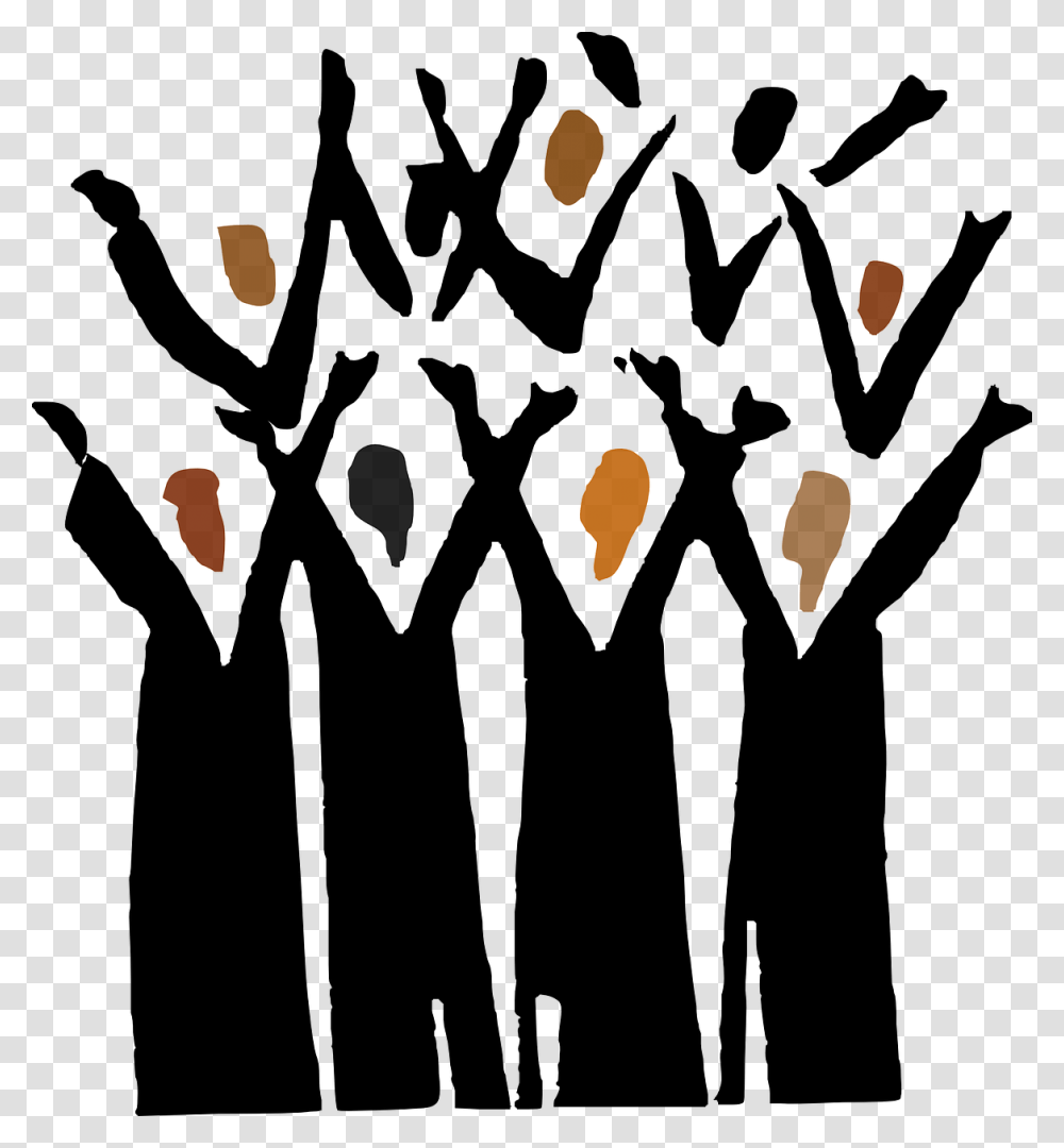 Stylized Choir Members With Hands Reaching Up Choir Clipart, Moon, Outer Space, Night, Astronomy Transparent Png