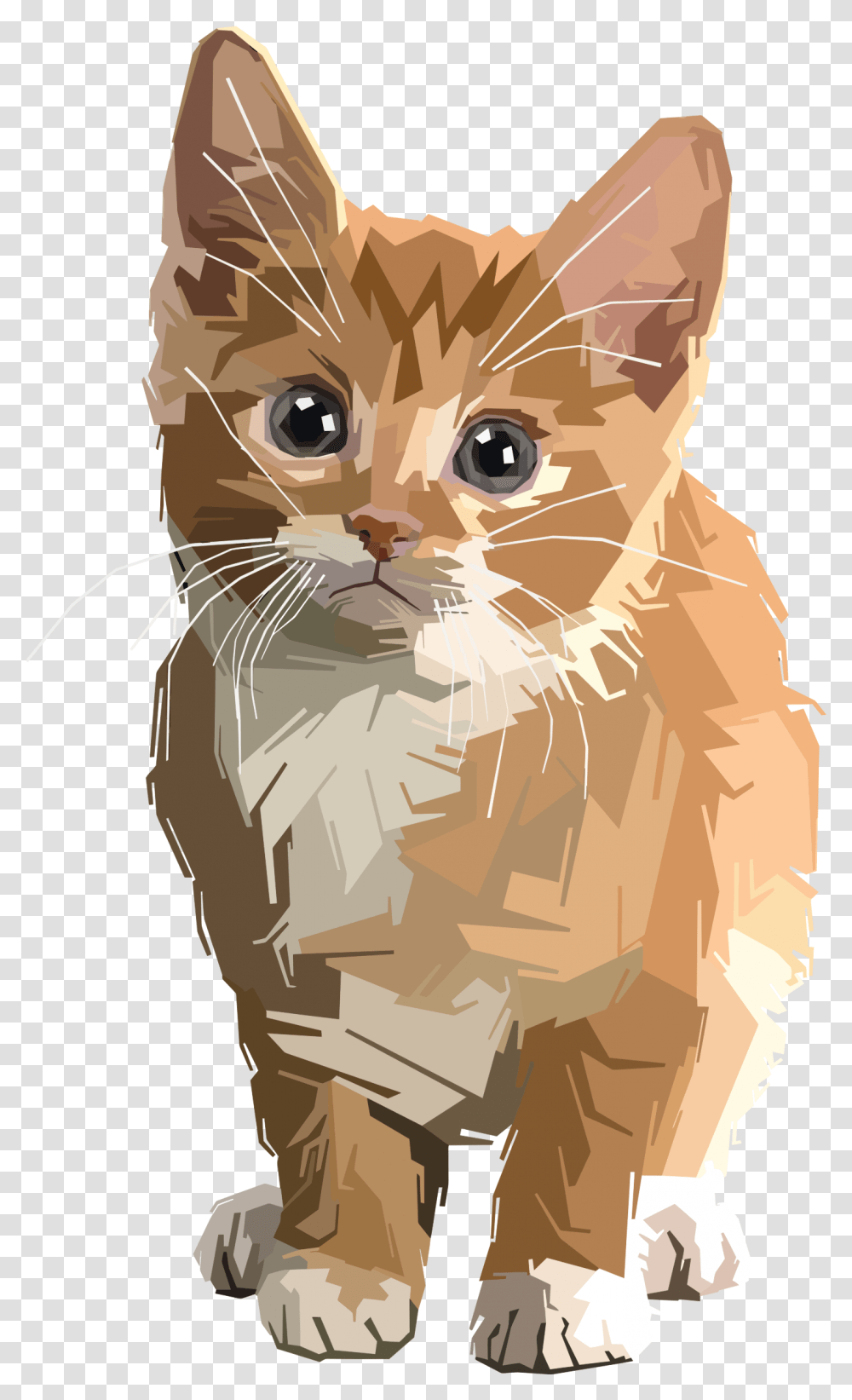 Stylized Geometric Kitten Big Clip Art Kitten, Cat, Pet, Mammal, Animal Transparent Png