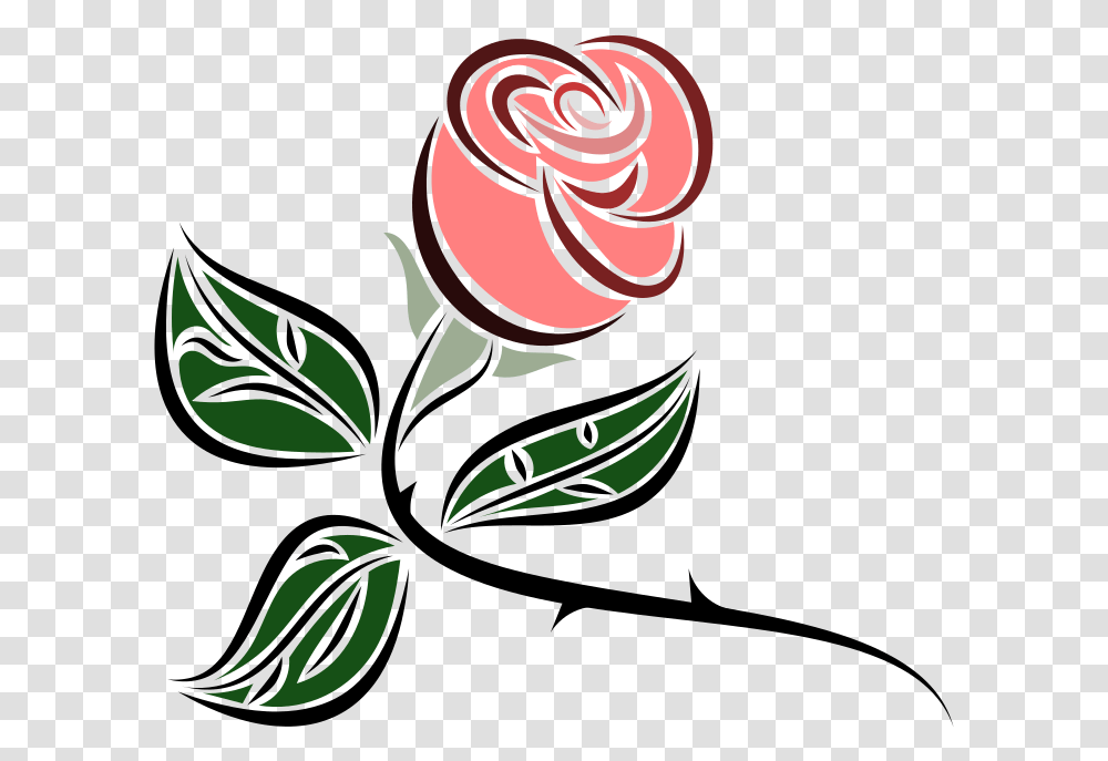 Stylized Rose Free Clipart Pink Rose, Plant, Flower, Blossom Transparent Png