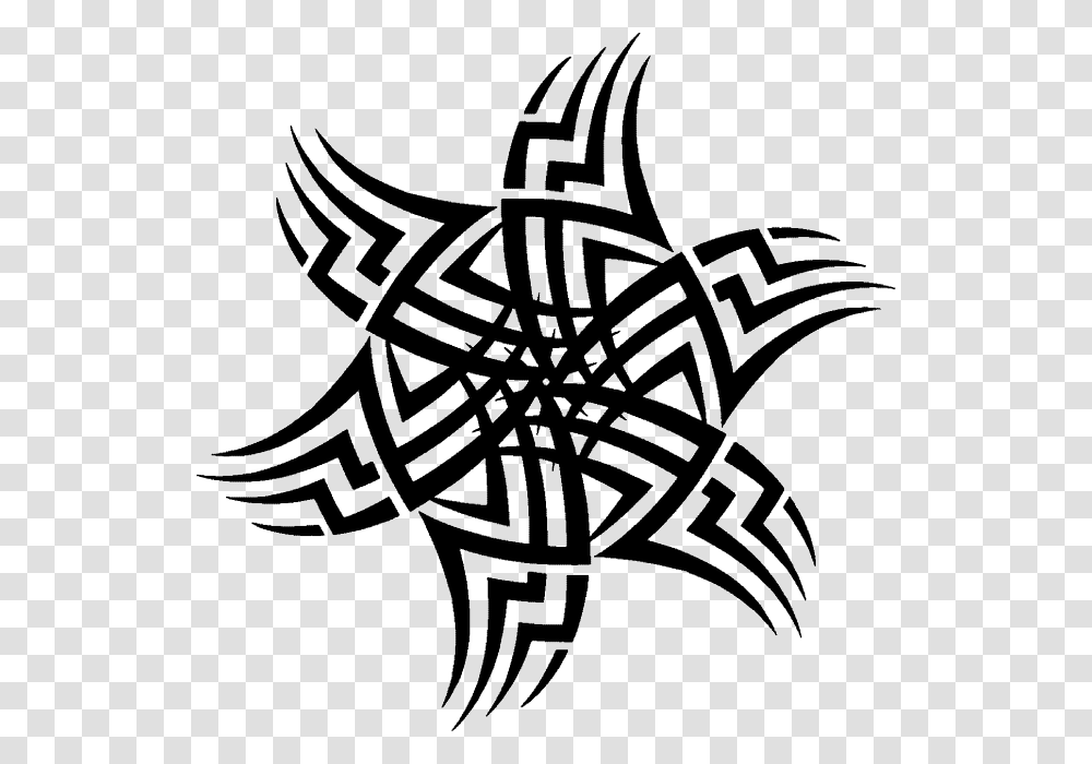 Stylized Star Pattern Circle Art Wavy Tribal Design For Circle, Star Symbol, Stencil Transparent Png