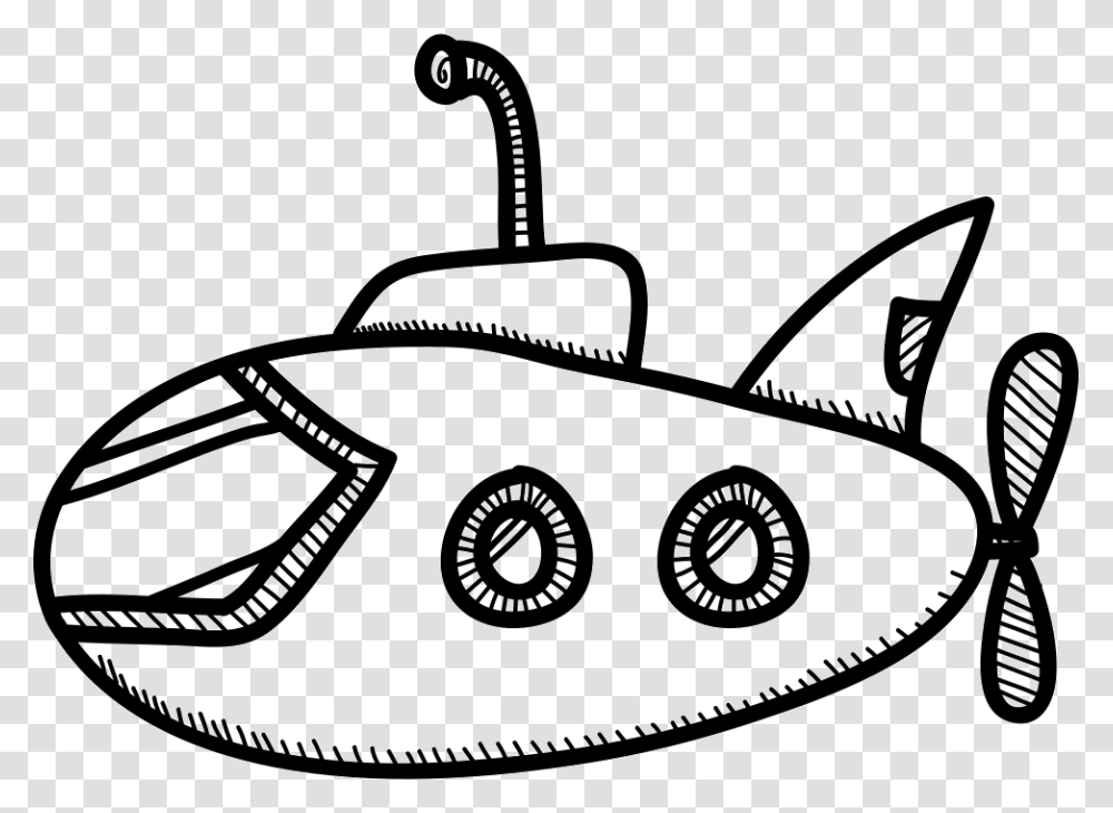 Submarine Means Of Transport Ship Black And White, Lawn Mower, Tool, Shears, Weapon Transparent Png