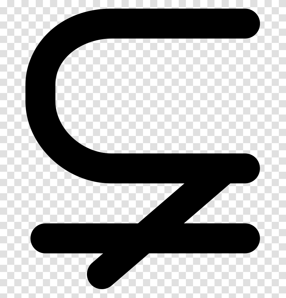 Subset Of With Not Equal Mathematical Symbol Not Subset Symbol, Logo, Trademark, Hammer Transparent Png