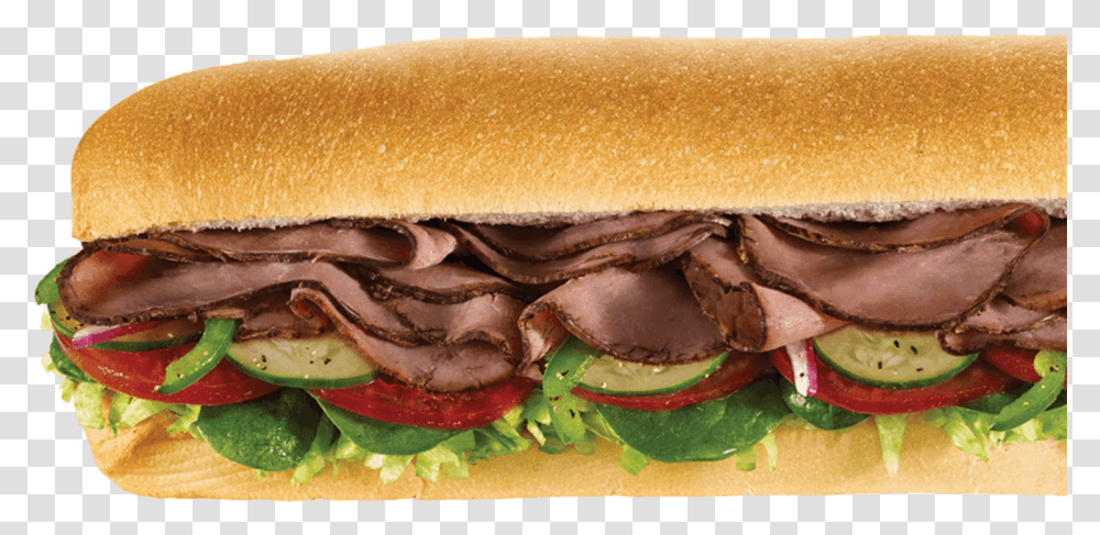 Subway Roast Beef Footlong, Burger, Food, Sandwich, Pork Transparent Png