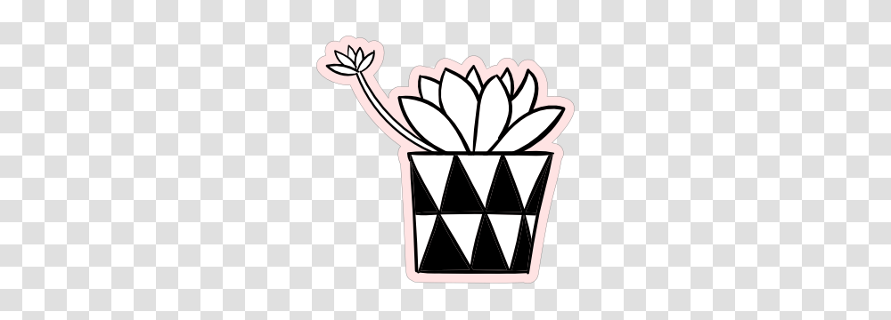 Succulent In Triangle Pot Sticker, Stencil, Cutlery Transparent Png