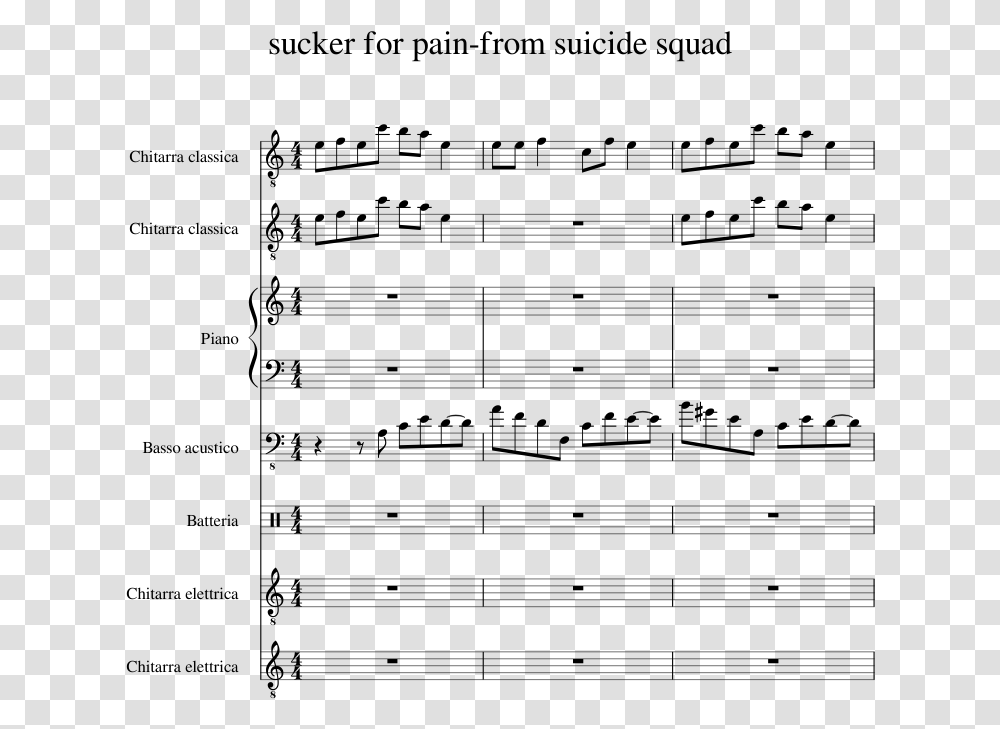 Sucker For Pain From Suicide Squad Sheet Music 1 Of Sandyburn Reel Sheet Music, Gray, World Of Warcraft Transparent Png
