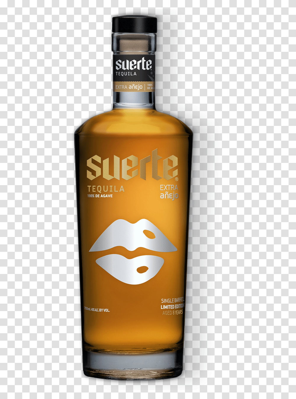 Suerte Tequila Extra Anejo, Bottle, Beer, Alcohol, Beverage Transparent Png
