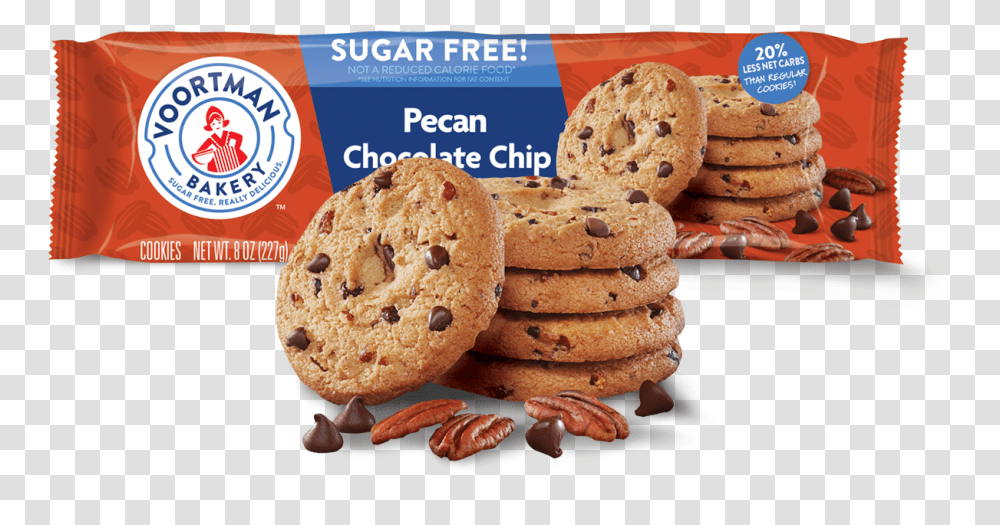 Sugar Free Pecan Chocolate Chip Voortman Sugar Free Pecan Chocolate Chip, Bread, Food, Plant, Cookie Transparent Png