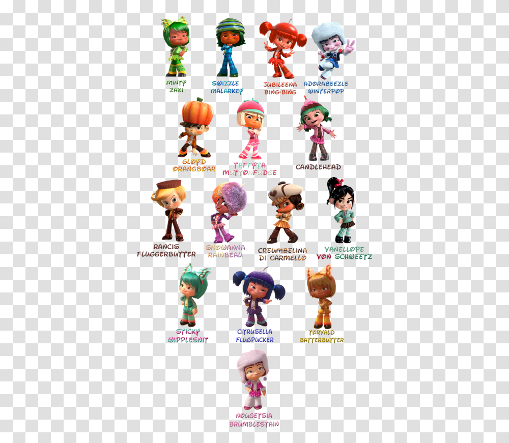 Sugar Rush Characters Wreck It Ralph, Doll, Toy, Figurine, Person Transparent Png