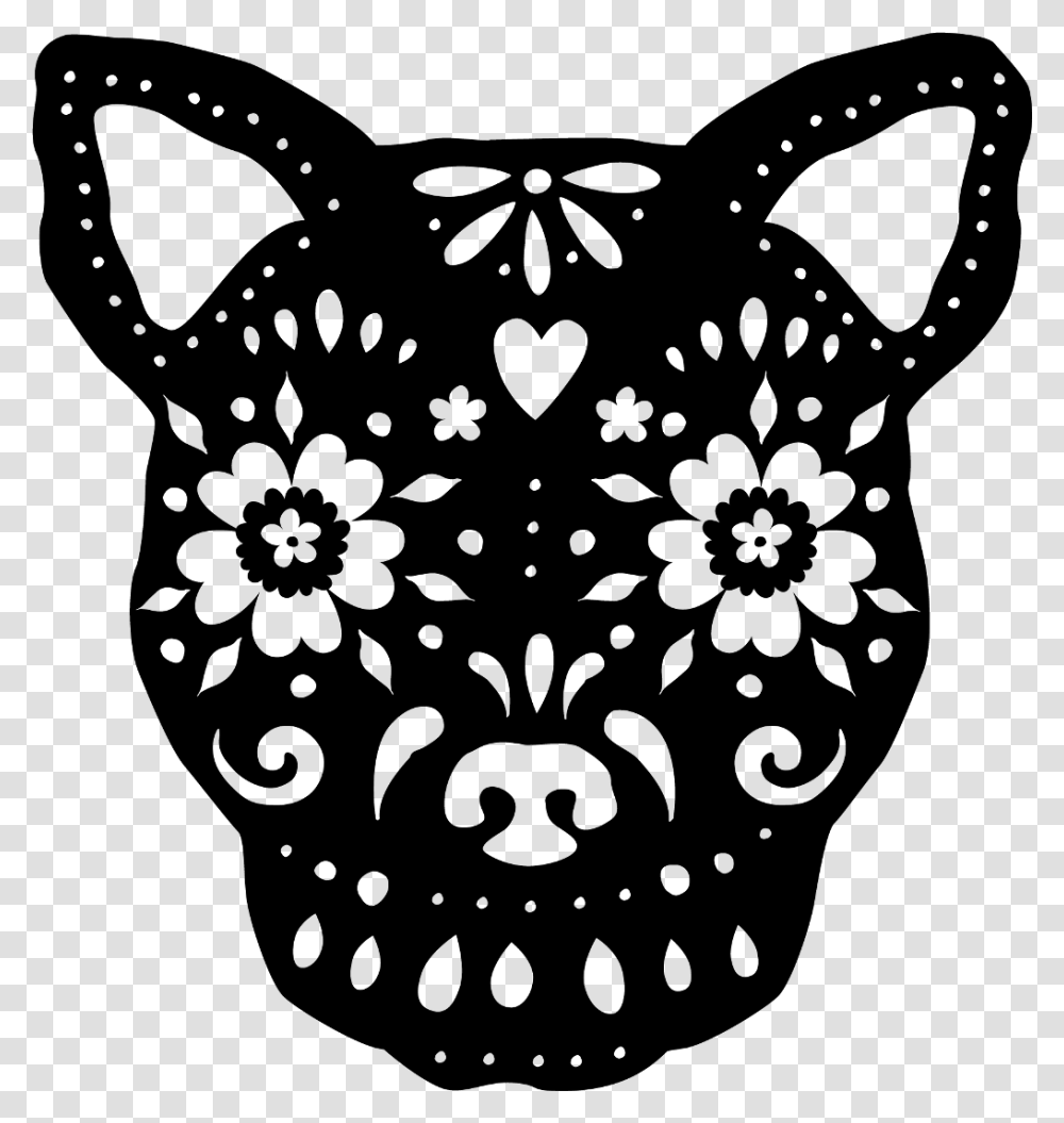 Sugar Skull Clipart Black And White Stencil Sugar Skull Dog, Gray, World Of Warcraft Transparent Png