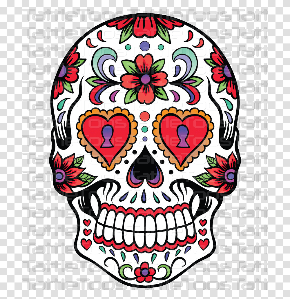 Sugar Skull Heart Eyes, Doodle, Drawing, Pattern Transparent Png