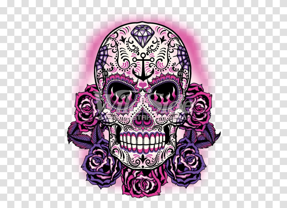 Sugar Skull Pink And Purple Sugar Skull, Doodle, Drawing Transparent Png
