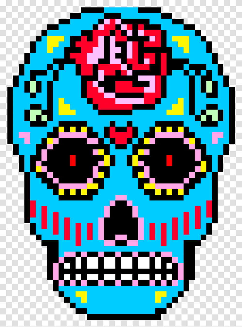 Sugar Skull Pixel Art Dessin Pixel De Tete De Mort, QR Code, Pac Man Transparent Png