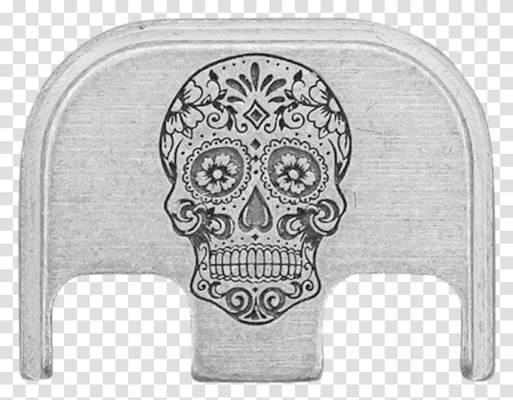 Sugar Skull Stainless Steel Rugged Finish Back Plate Sugar Skull Svg Free, Doodle, Drawing, Architecture Transparent Png