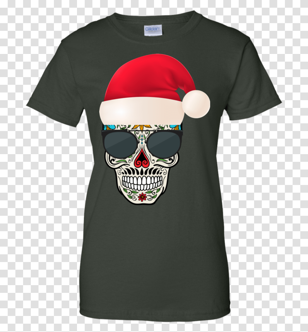 Sugar Skull With Christmas Santa Hat Day Of The Dead St Patricks Day Jeep Shirts, Sunglasses, Accessories, T-Shirt Transparent Png