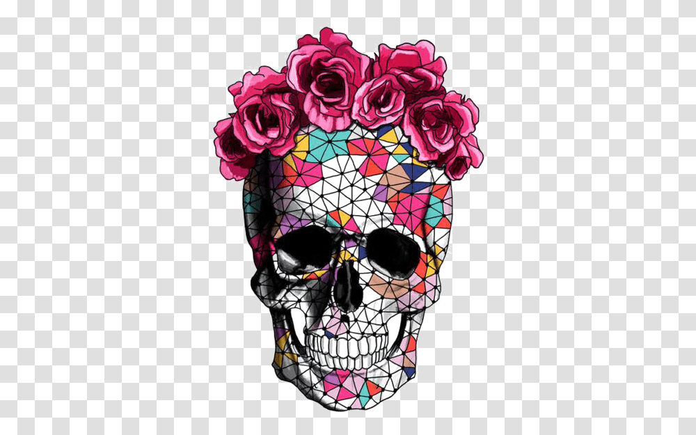 Sugar Skull With Flower Crown, Collage, Poster, Advertisement Transparent Png