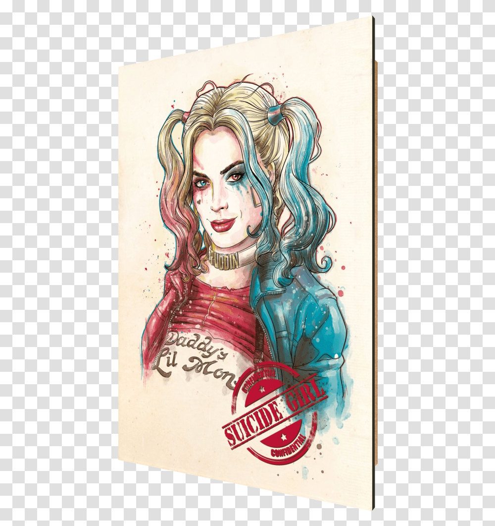 Suicide Girl Harley Quinn Joker Suicide Squad Batman Harley Quinn Logo, Person, Drawing, Modern Art Transparent Png