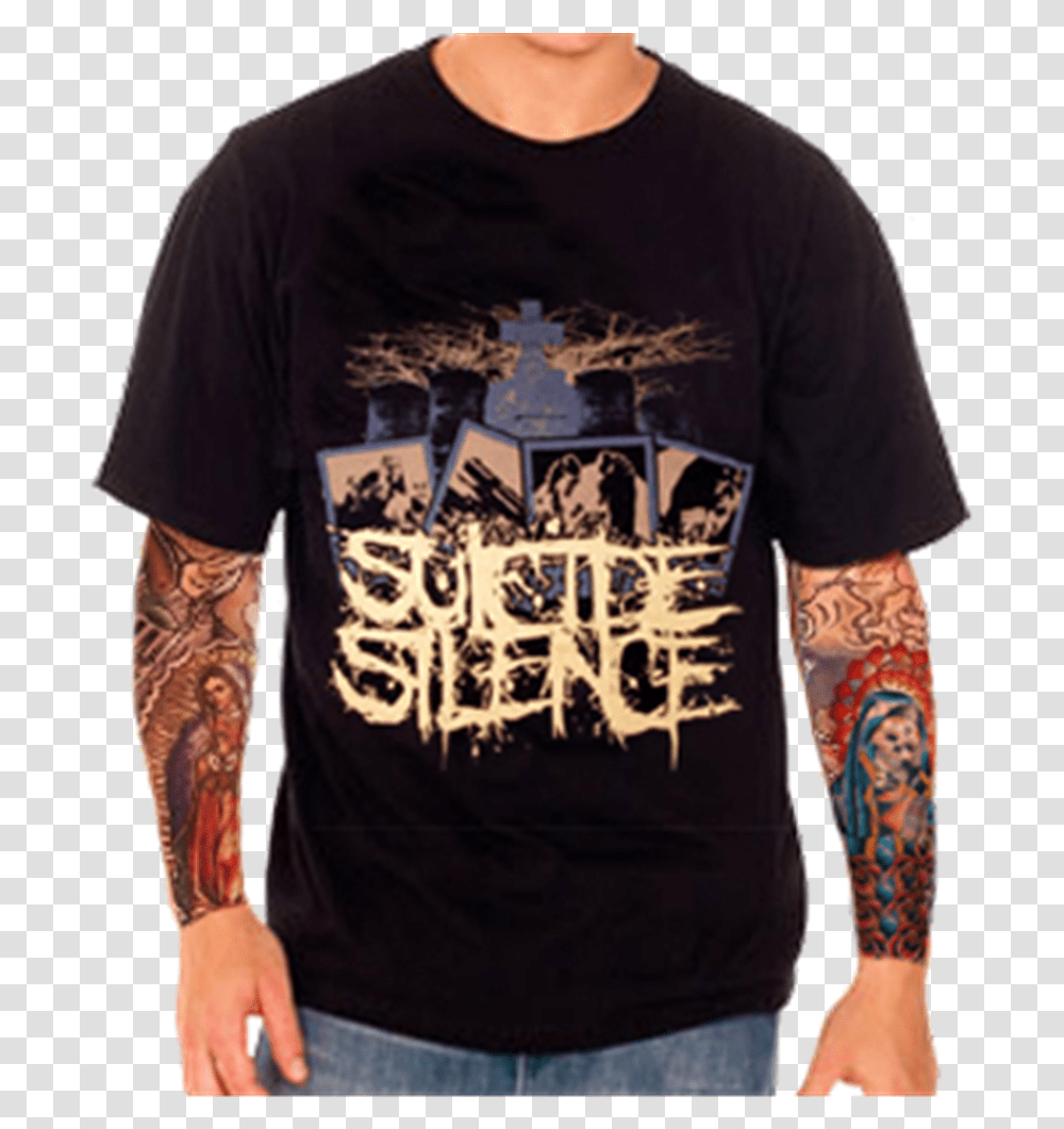 Suicide Silence Gravestones Men Crew Neck, Clothing, Sleeve, Skin, T-Shirt Transparent Png