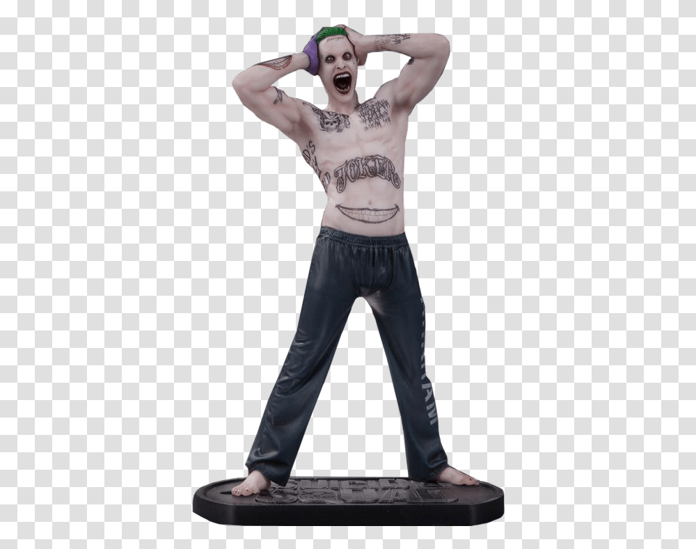 Suicide Squad Joker Statue, Skin, Person, Human, Tattoo Transparent Png