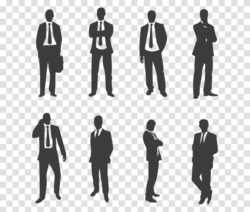 Suit Characters Vector Businessman Silhouette, Person, Stencil, Pedestrian Transparent Png