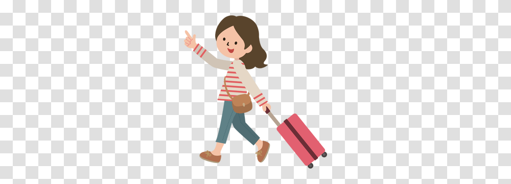 Suitcase Free Clipart, Person, Human, People, Girl Transparent Png