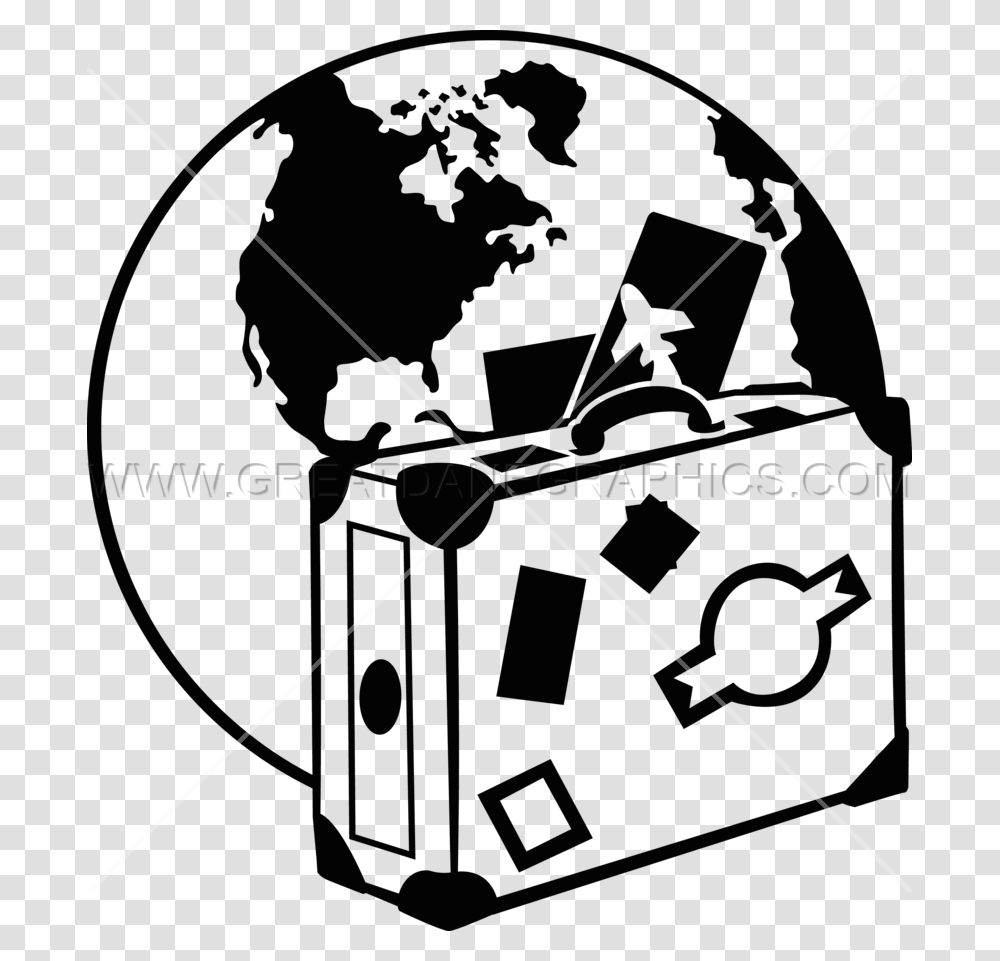 Suitcase Globe Production Ready Artwork For T Shirt Printing, Outer Space, Astronomy, Universe Transparent Png