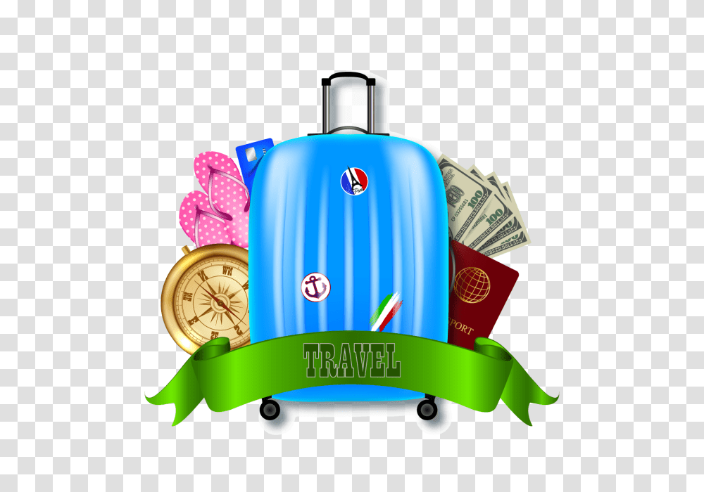 Suitcase Passport And Money For Travel Compass Palm Travel, Luggage, Lawn Mower, Tool Transparent Png
