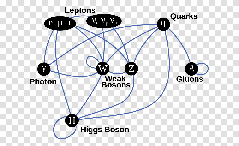Summary Of Interactions Between Certain Particles Described Standard Model Particle Interactions, Bow, Plot, Diagram, Spider Transparent Png