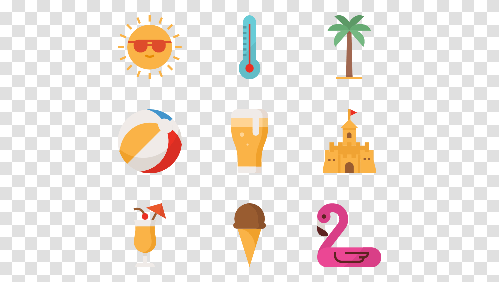 Summer Beach Summer Vector Icons, Light, Lightbulb, Bird, Animal Transparent Png