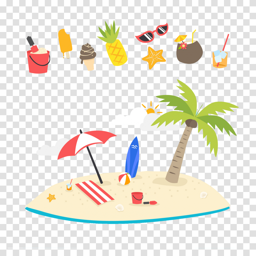 Summer Beach Tree Image Vector Clipart, Paper, Advertisement Transparent Png