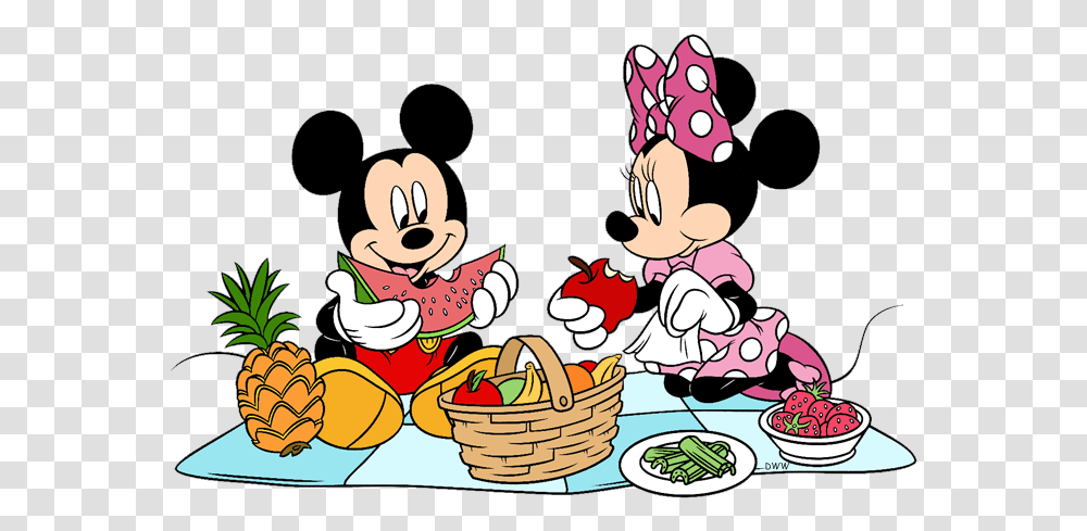 Summer Clipart Disney Mickey And Minnie Eating, Basket, Plant, Food, Meal Transparent Png