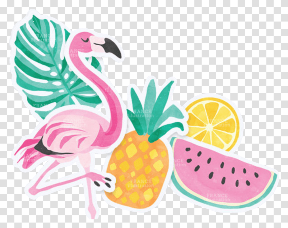 Summer Flamingo Pineapple Glasses Sandals Colorful Flamingo With Pineapple Clipart, Plant, Animal, Fruit, Food Transparent Png