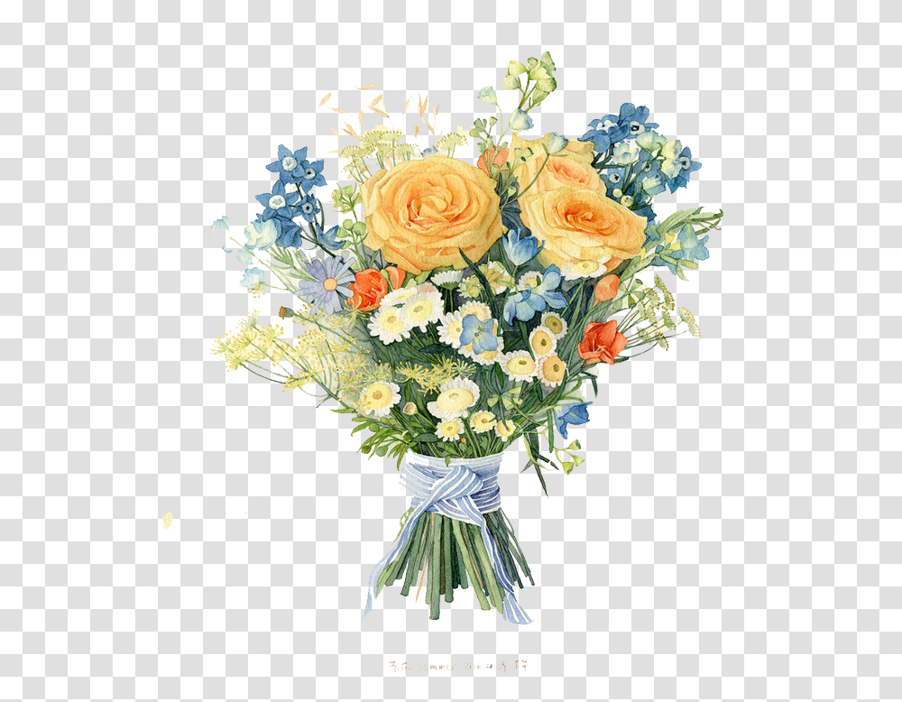 Summer Flower Bouquet Drawing, Floral Design, Pattern Transparent Png