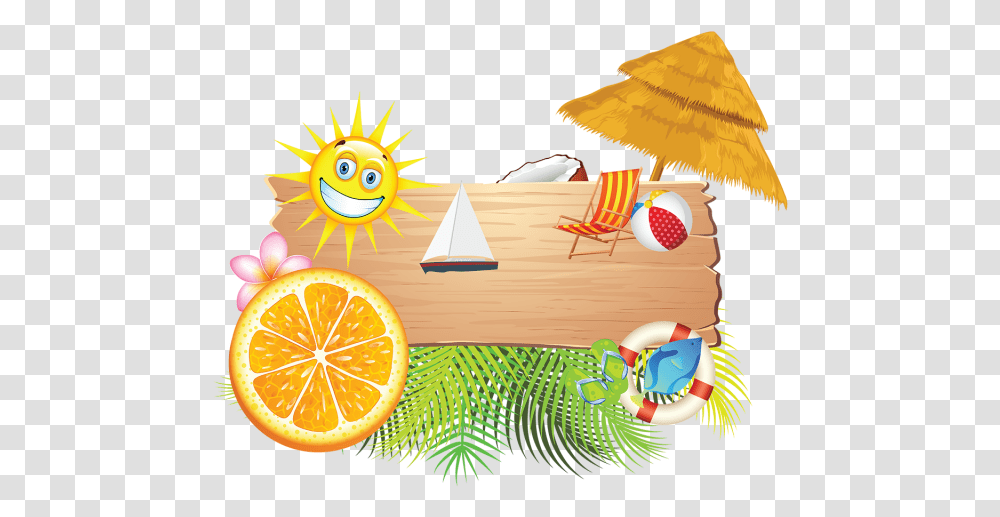 Summer Holiday Elements Vacation Summer Beach Clipart, Plant, Citrus Fruit, Food, Orange Transparent Png