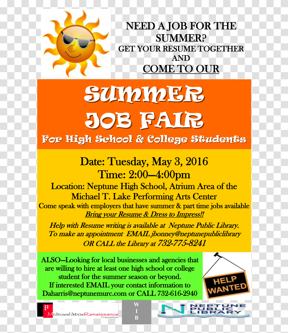 Summer Job Fair Flyer, Advertisement, Poster, Paper, Brochure Transparent Png