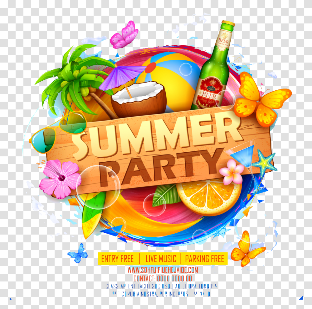 Summer Party Image Download Summer Party Logo, Advertisement, Poster, Flyer, Paper Transparent Png