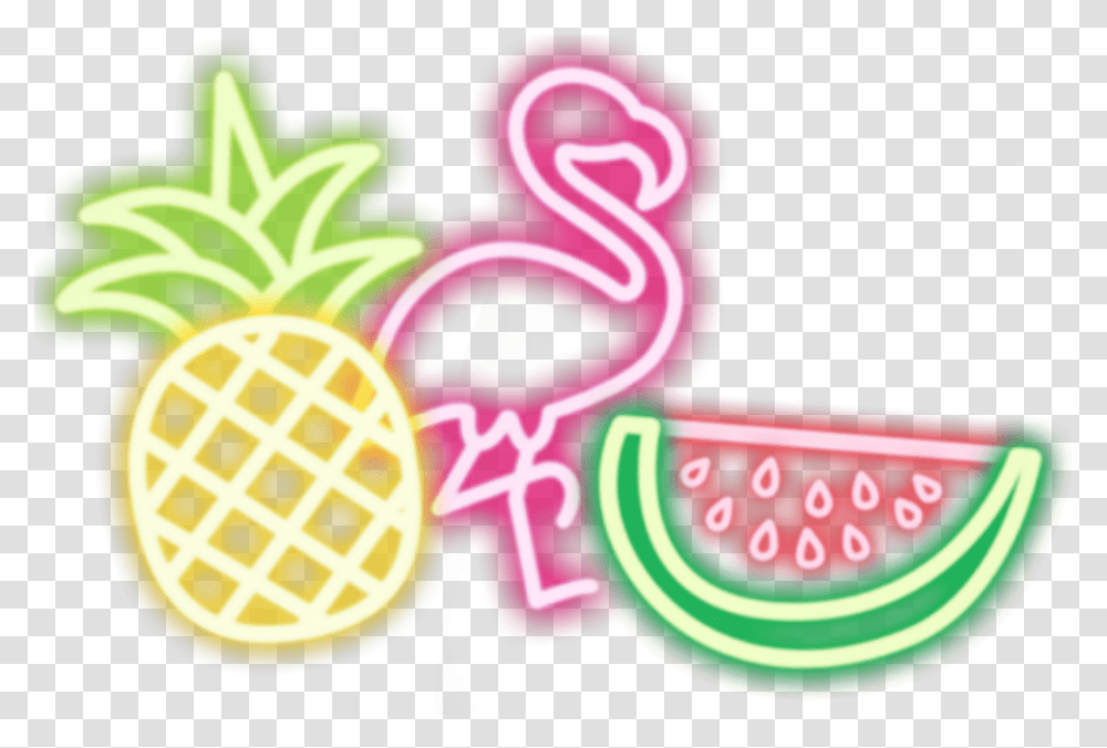Summer Pineapple Playa Verano Sandia Watermelon Flamingo And Pineapple Summer, Light, Neon Transparent Png