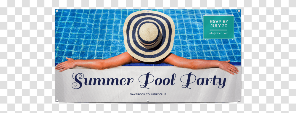 Summer Pool Party Banner Template Preview Swimming Pool, Sun Hat, Person Transparent Png