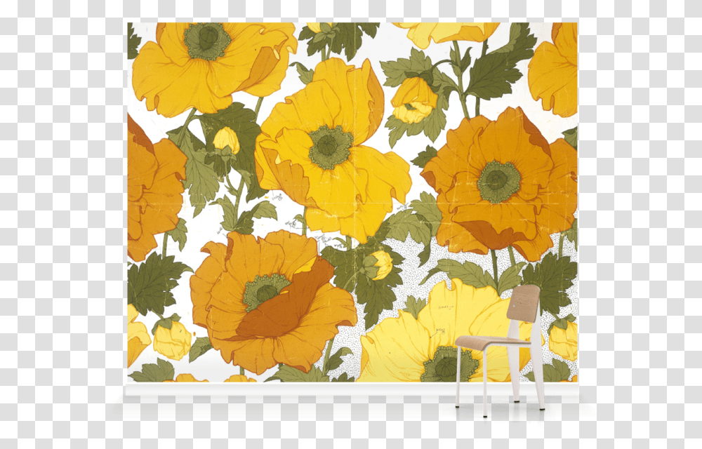 Summer Poppies' Wallpaper Mural Surfaceview Sunflower, Graphics, Art, Floral Design, Pattern Transparent Png