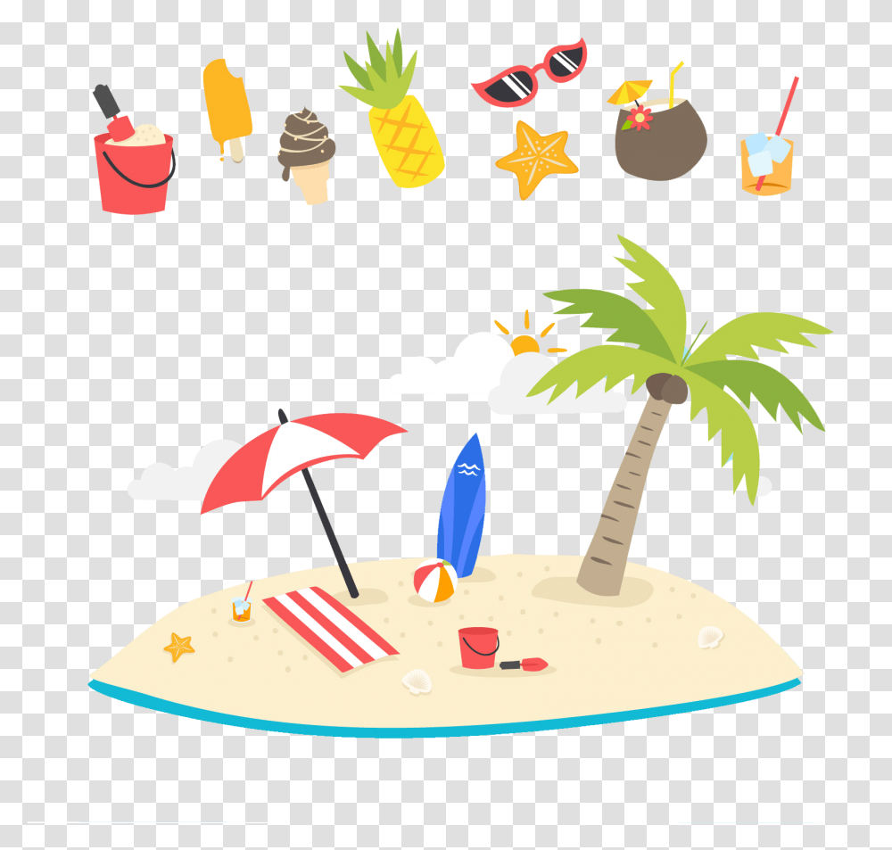 Summer Red Velvet Cartoon Clipart Download Summer Beach, Tree, Plant, Palm Tree, Arecaceae Transparent Png